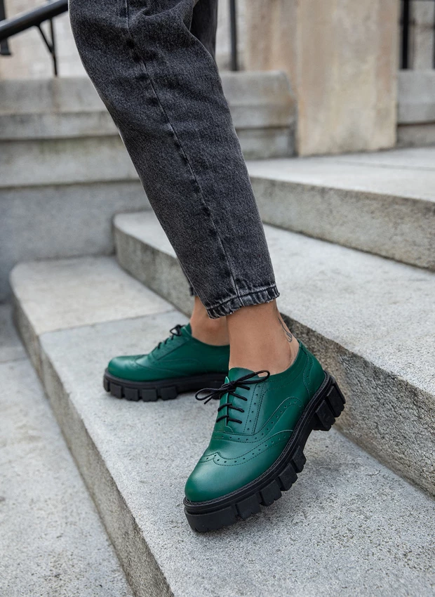 PÓŁBUTY - SKÓRA NATURALNA - MODEL 259 - KOLOR ZIELONY