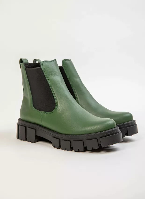 ocieplane sztyblety na grubej podeszwie - skóra naturalna - model